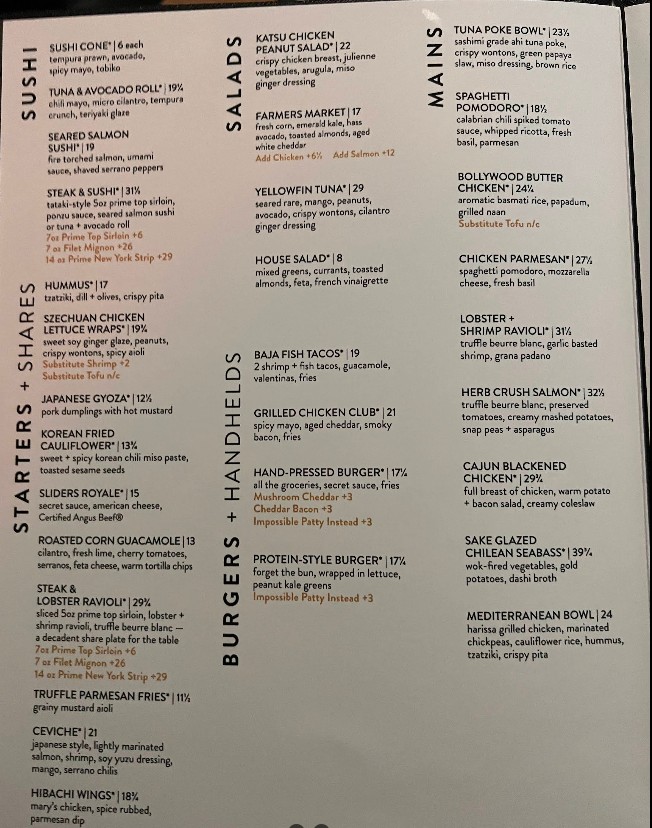 JOEY Manhattan Beach Restaurant Menu – International & Regional Dishes