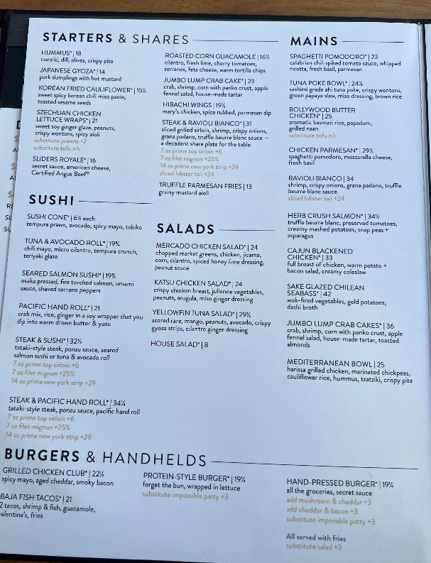 JOEY Manhattan Beach Restaurant Menu – International & Regional Dishes